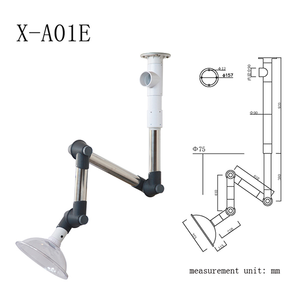 Fume Extractor Arm Hoods Flexible Lab Ceiling Mount Stainless Steel Material